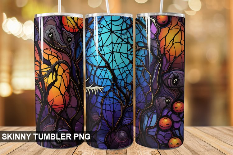 Stained Glass Halloween Tumbler 20 oz Skinny Tumbler