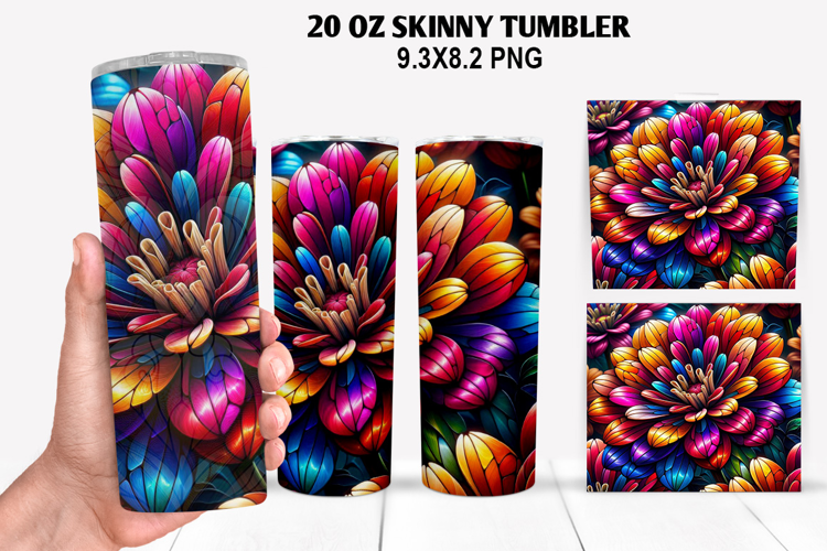 Flower Skinny Tumbler 20oz Wrap Design, Summer Tumbler Wrap
