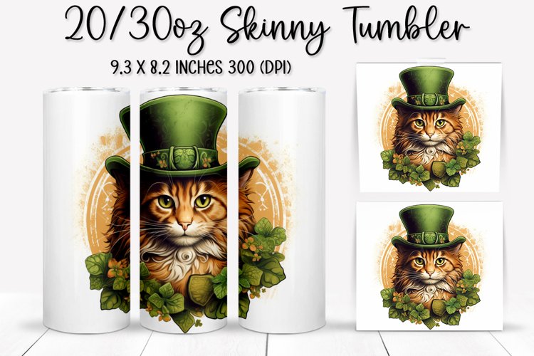 St. Patricks Day Cat - Tumbler Sublimation Design