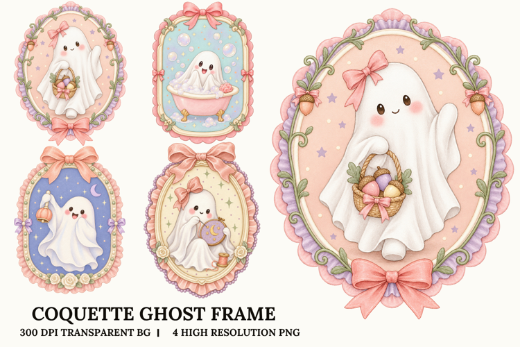 Coquette Halloween Ghost PNG