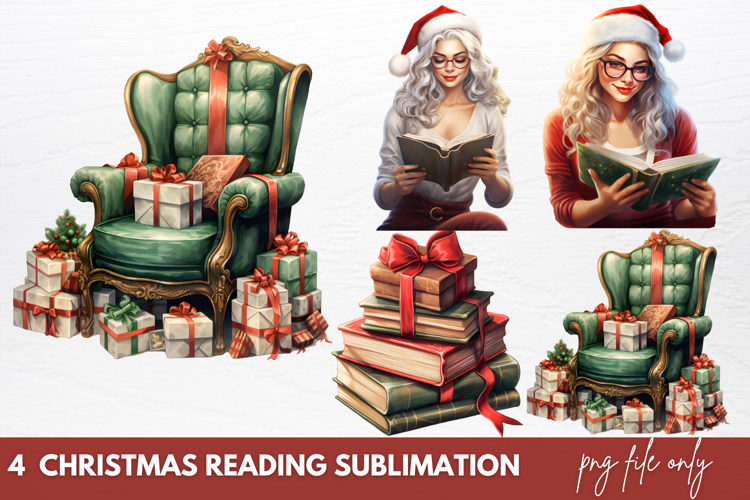 Christmas Reading Sublimation Clipart