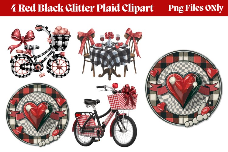 Red Black Glitter Plaid Clipart PNG