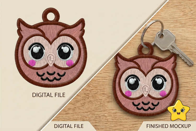 Cute Owl Keychain Embroidery Design