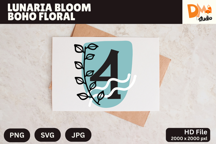 Lunaria Bloom Boho Floral Monogram