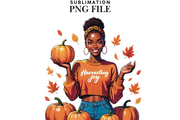 Motivational Autumn melanin woman png