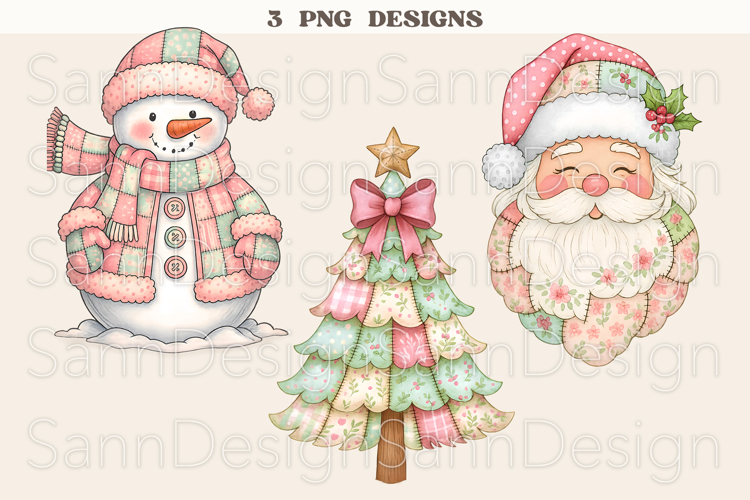 Christmas PNG Bundle, Pink Christmas Clipart, Cute Santa png