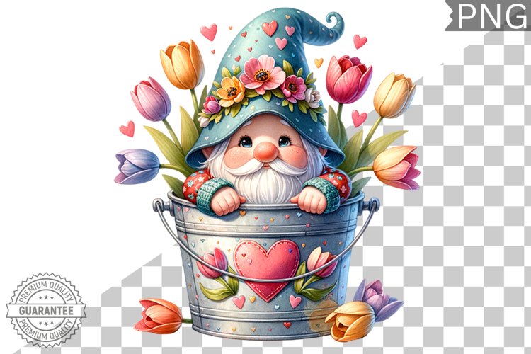 Spring Gnome Sublimation - Clipart PNG Design