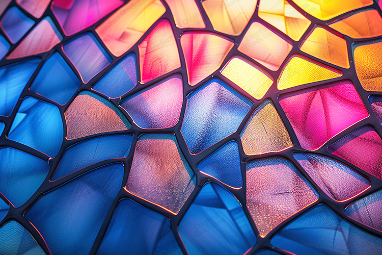 Colorful Stained Glass Abstract Background with Soft Glow