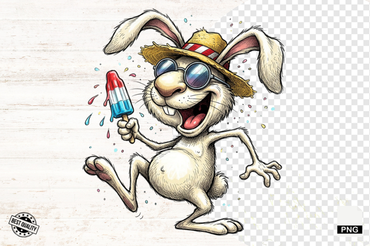 Whimsical Summer Beach Bunny Clipart