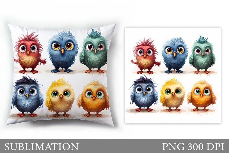 Funny Birds Sublimation. Funny Bird Pillow Sublimation example image 1
