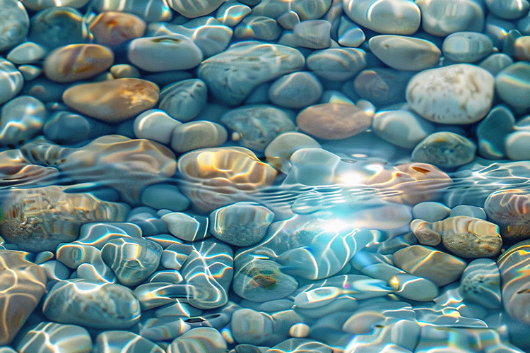 Underwater Pebbles Texture with Shimmering Light