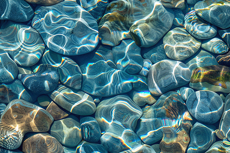 Underwater Stones Texture with Sunlight Reflections