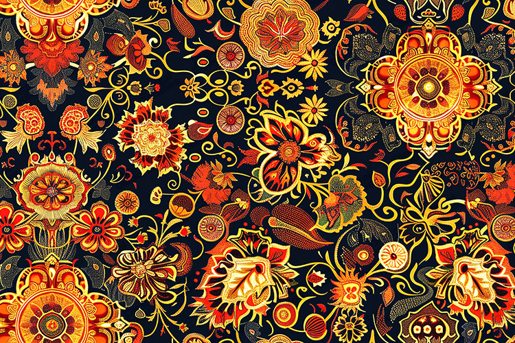 Elegant Ornamental Floral Pattern in Warm Autumn Tones