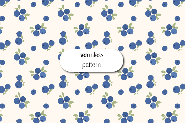 Blueberry Seamless Pattern | Summer Berry Digital Paper