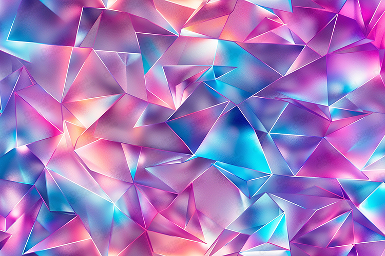 Colorful Geometric Crystal Background with Soft Neon Glow