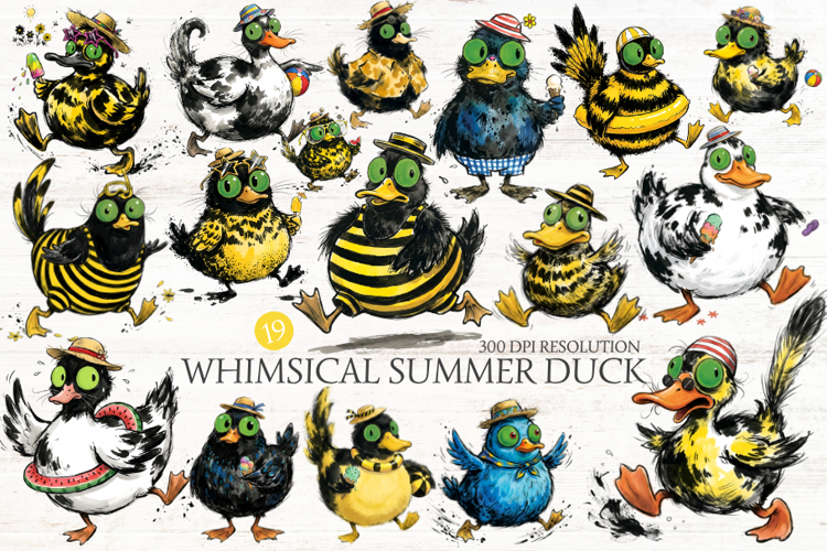 Whimsical Summer Duck Png Clipart
