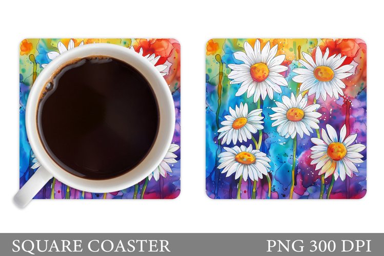 Daisy Flowers Coaster Design. Flowers Coaster Sublimation