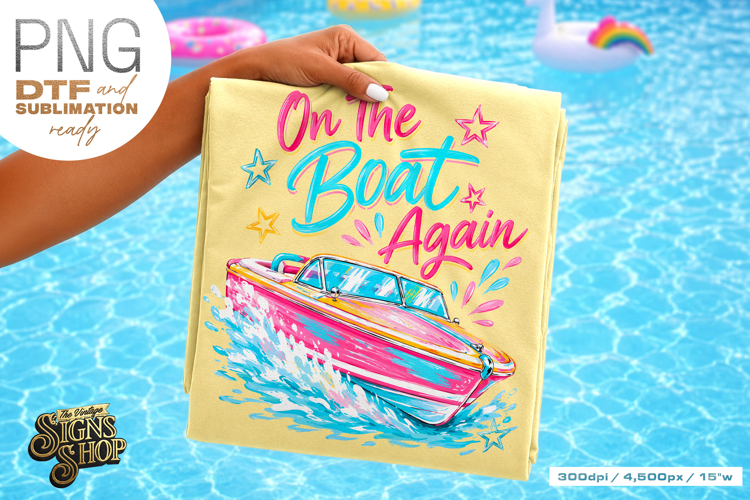 On the Boat Again png, Girly Summer Boat Design
