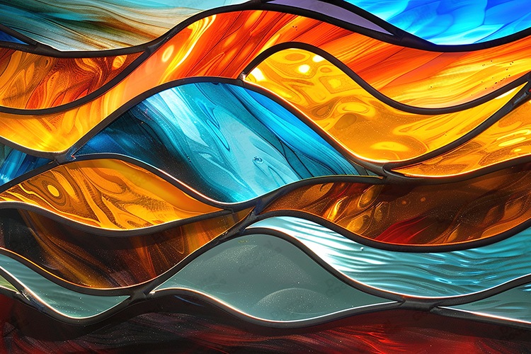 Colorful Stained Glass Wave Abstract Background Design