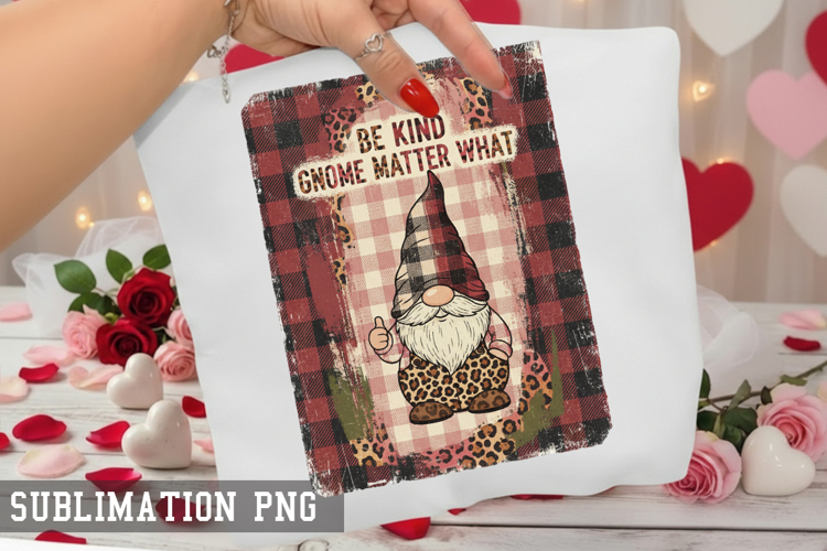 Be kind gnome Sublimation PNG - Valentine Design