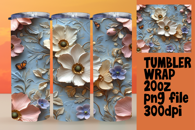 High-Quality 20oz Tumbler Design , 3D Flower