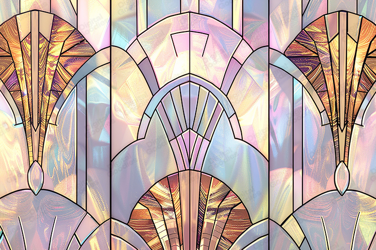 Iridescent Art Deco Stained Glass Pastel Geometric Texture