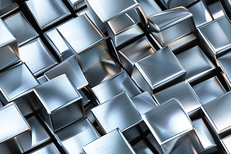 Silver Chrome Cubes Metallic 3D Geometric Tile Texture