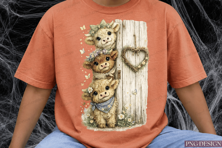Highland Cow Family Sublimation Design