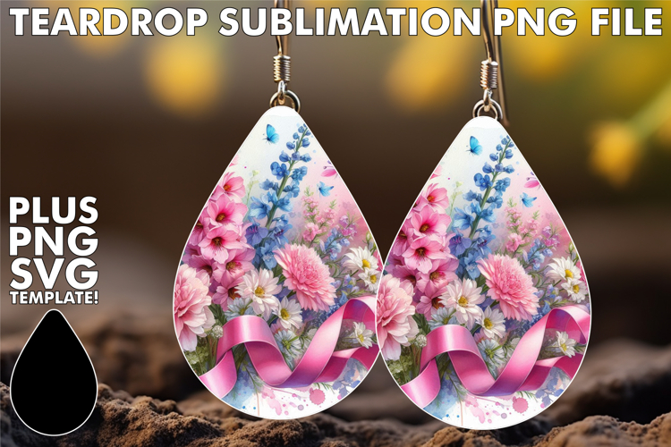 Dazzling Teardrop Earrings Art PNG, Flowers