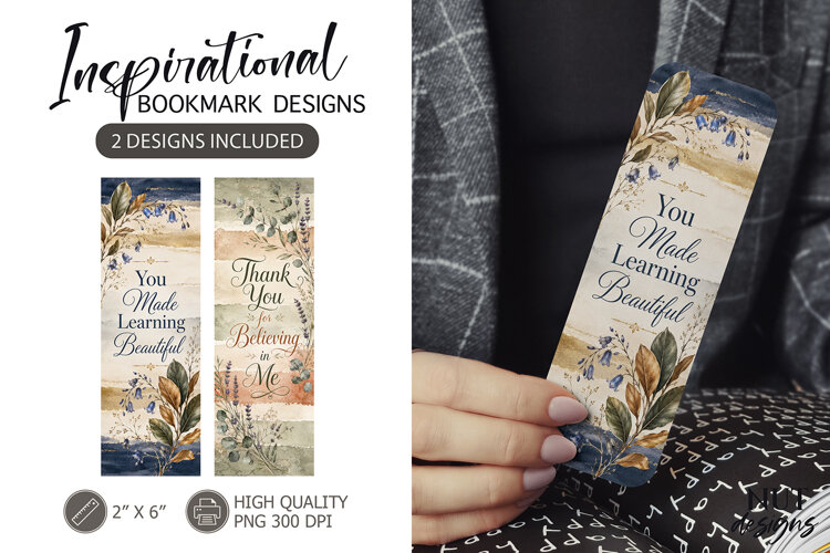 Inspirational Floral Bookmarks teacher gift bookmarks example image 1
