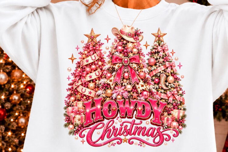 Howdy Christmas Pink Western PNG example image 1