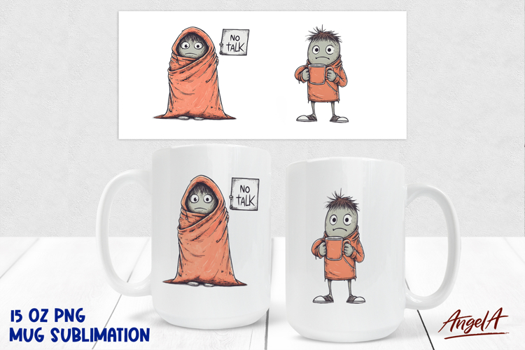 Happy sad monster drinking coffee Coffee Mug sublimation