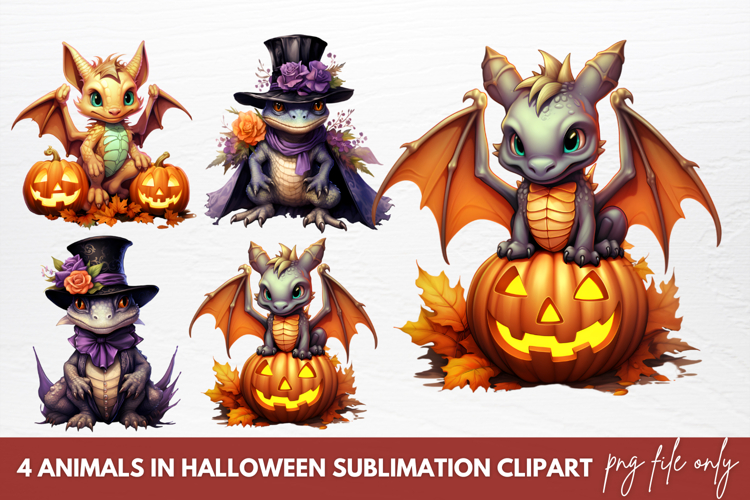 Animals In Halloween Sublimation Clipart