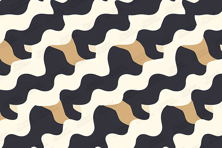 Modern Abstract Wavy Camo Pattern Black Tan White Texture