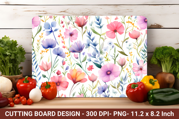 Watercolor Flowers Cutting Board | Cutting Board png