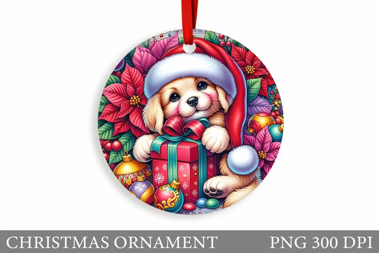 Cute Dog Christmas Ornament. Winter Dog Christmas Ornament