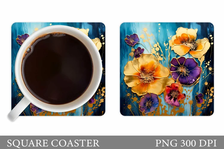 Floral Coaster Design. Flowers Coaster Sublimation