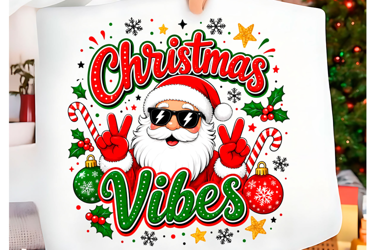 Christmas Vibes Cool Santa T-shirt Png