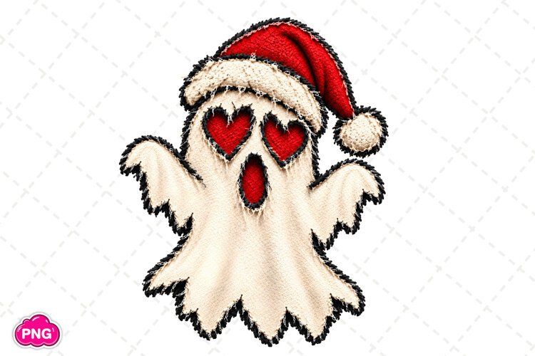 Patchwork Ghost Christmas PNG, Funny Christmas PNG, Ghost example image 1