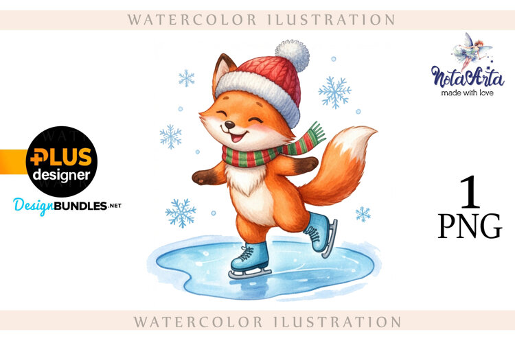 Illustration of a cute Christmas fox example image 1