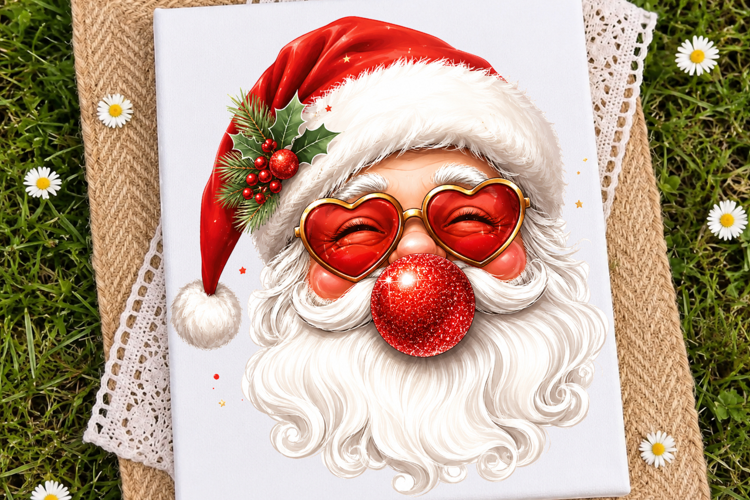 Cool Santa Heart Sunglasses Bubblegum Sublimation Files