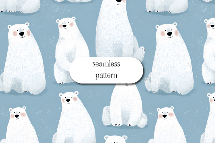 Cute Polar Bear Seamless Pattern Nursery Winter Art