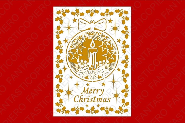 Merry Christmas SVG PNG, Greeting Card SVG for Cut Machines example image 1