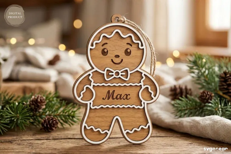 Personalized Gingerbread Ornament Laser Cut | SVG