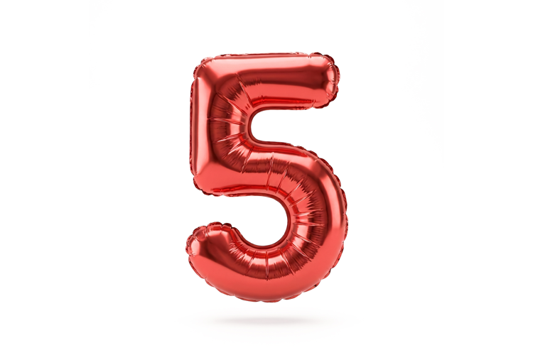 Red Metallic Number 5 Foil Balloon Party Decoration