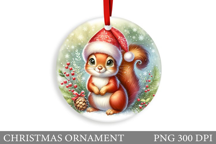 Cute Squirrel Christmas Ornament. Cute Squirrel Sublimation example image 1