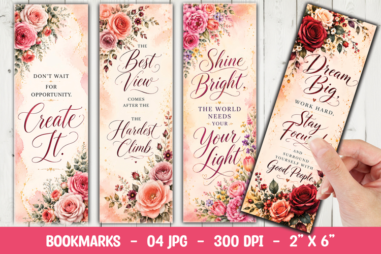 Watercolor Floral Christian Bookmark PNG, Faith Quote