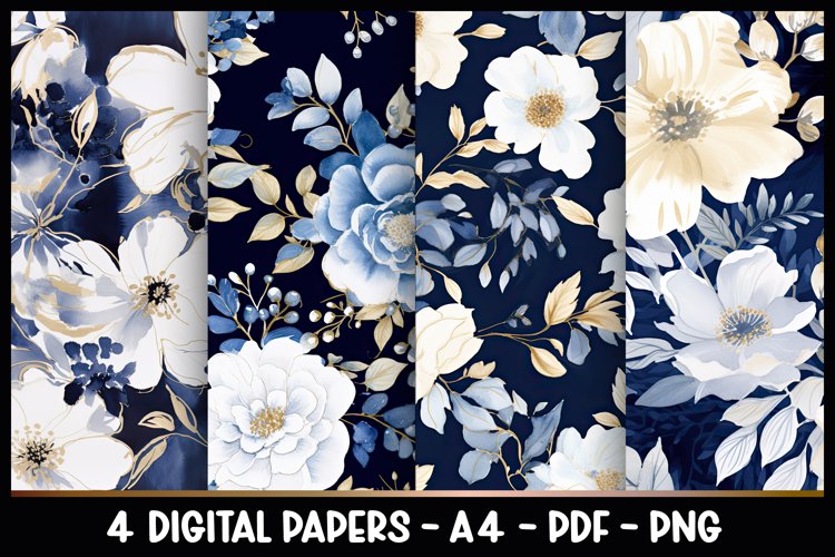 4 Digital Papers Vintage Florals I Vintage Theme