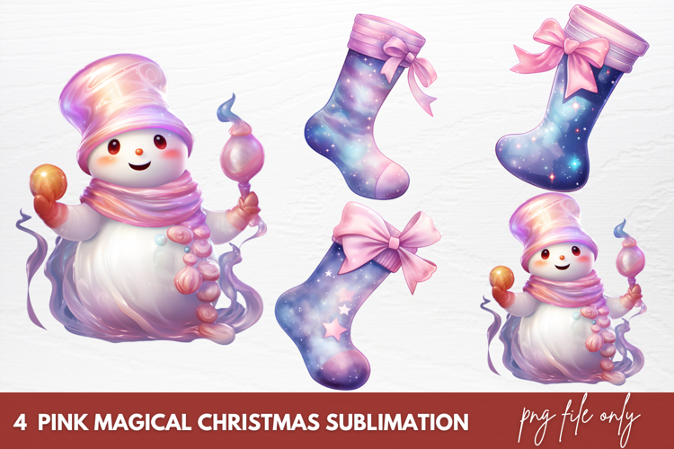 Pink Magical Christmas Sublimation Clipart