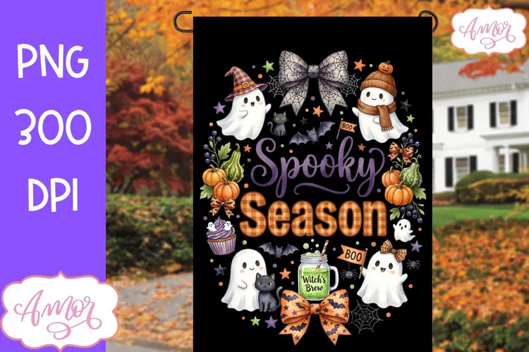 Spooky Season garden flag sublimation PNG, Halloween PNG